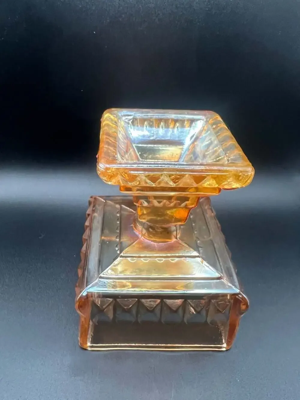 Vintage Amberina Glass Candy Dish: MCM Footed Compote, Jeanette Glass - ,